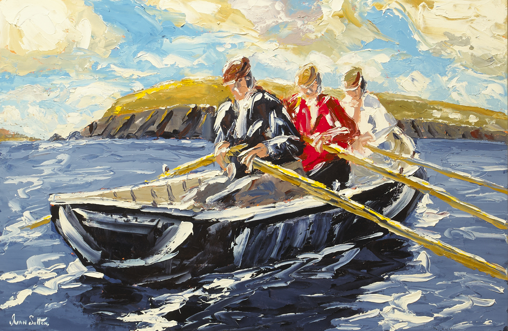 CURRACH MEN, SLEA HEAD, COUNTY KERRY by Ivan Sutton (b.1944) at Whyte's Auctions