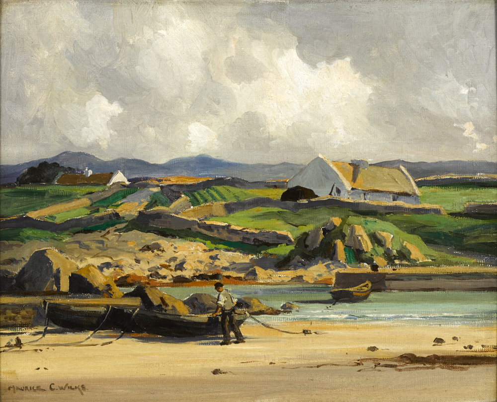 FISHING HARBOUR, CONNEMARA, COUNTY GALWAY by Maurice Canning Wilks sold for 2,300 at Whyte's Auctions