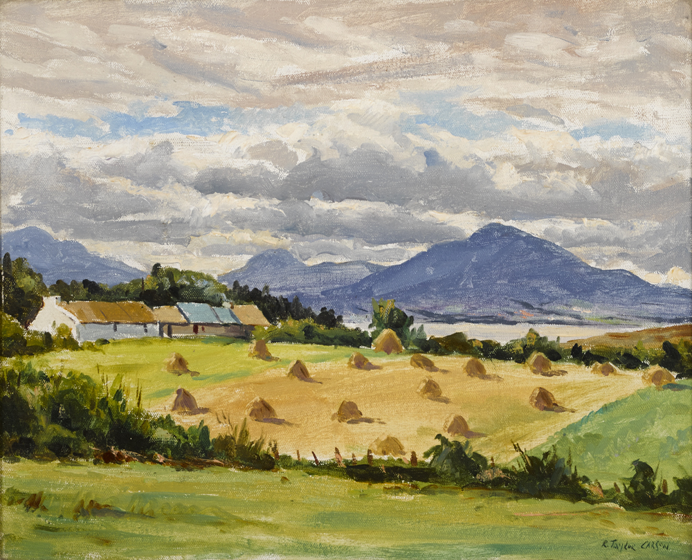 HAY STACKS, COUNTY DONEGAL by Robert Taylor Carson sold for 1,400 at Whyte's Auctions