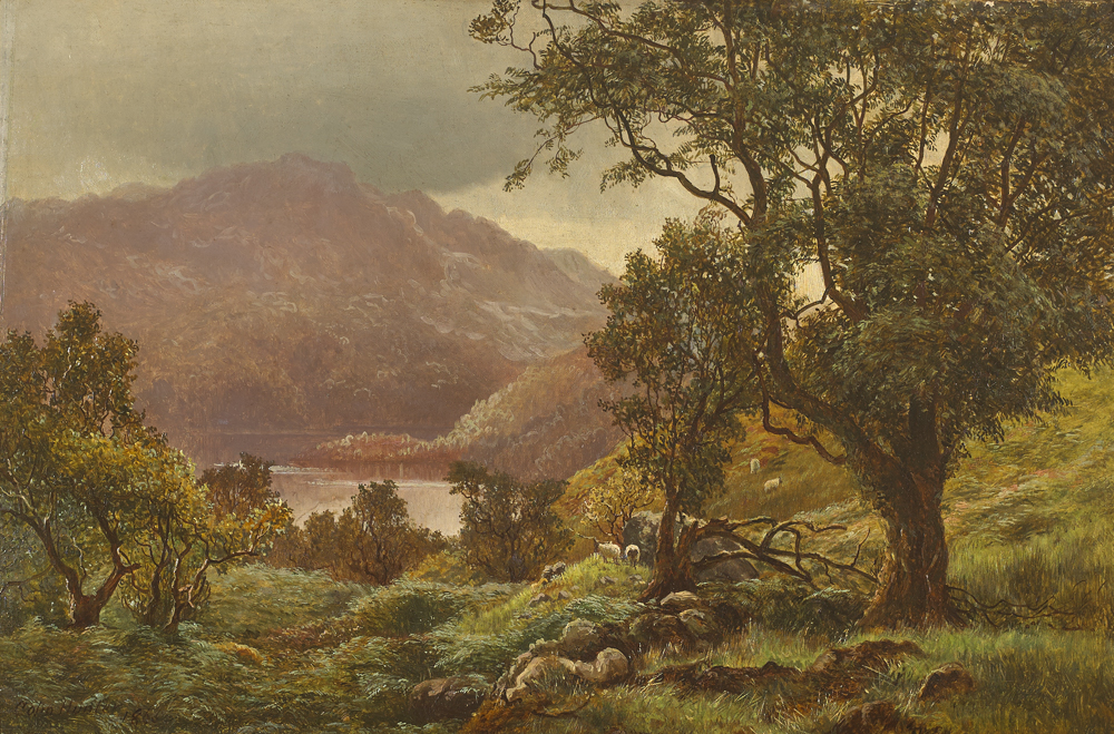 LAKE WITH MOUNTAINS IN THE DISTANCE, 1865 by Colin Hunter sold for 750 at Whyte's Auctions