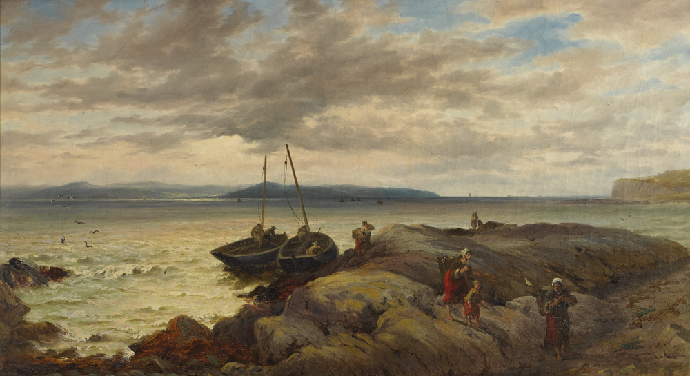 "MORNING", LANDING FISH AT BLACKROCK, GALWAY BAY by Thomas Rose Miles RCA (fl.1869-1910) RCA (fl.1869-1910) at Whyte's Auctions