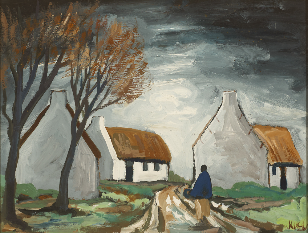SHAWLIE WITH TREES AND COTTAGES by Markey Robinson sold for 3,400 at Whyte's Auctions