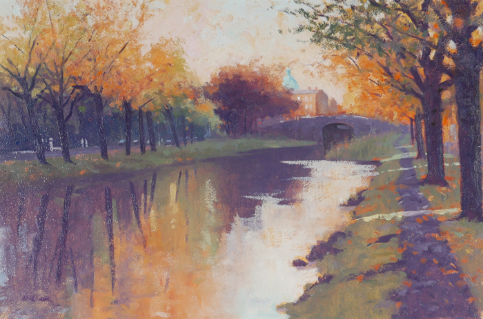 THE CANAL LOOKING TOWARDS RATHMINES, DUBLIN by Brett McEntagart sold for �800 at Whyte's Auctions