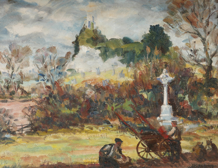 FIGURES AND CART BY A ROADSIDE by Fergus O'Ryan RHA (1911-1989) at Whyte's Auctions