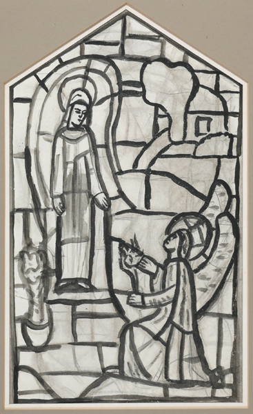 THE ANNUNCIATION, [STUDY FOR STAINED GLASS WINDOW AT CHURCH OF THE IMMACULATE CONCEPTION, KINGSCOURT, COUNTY CAVAN]  c.1946 by Evie Hone HRHA (1894-1955) at Whyte's Auctions