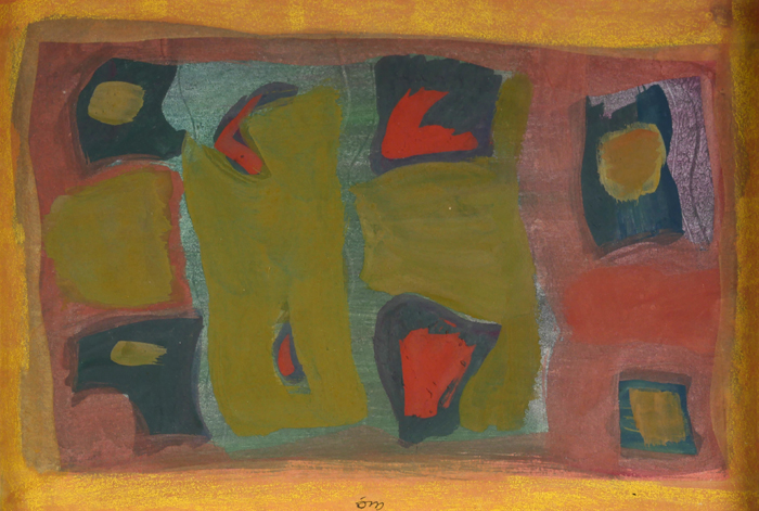 UNTITLED [ABSTRACT COMPOSITION WITH REDS, GREEN AND YELLOW] by Tony O'Malley HRHA (1913-2003) at Whyte's Auctions
