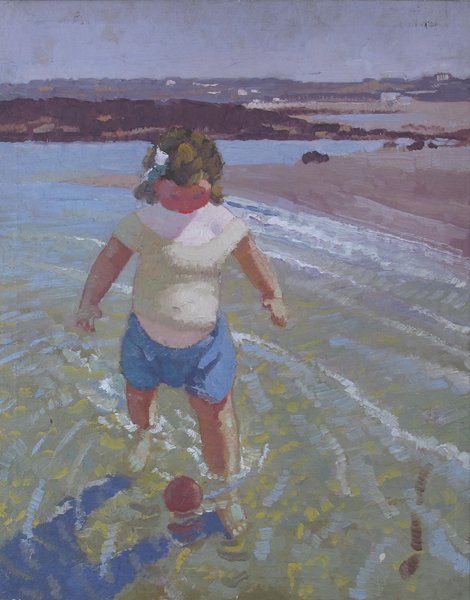 CHILD WITH BALL ON BEACH by Patrick Leonard HRHA (1918-2005) at Whyte's Auctions