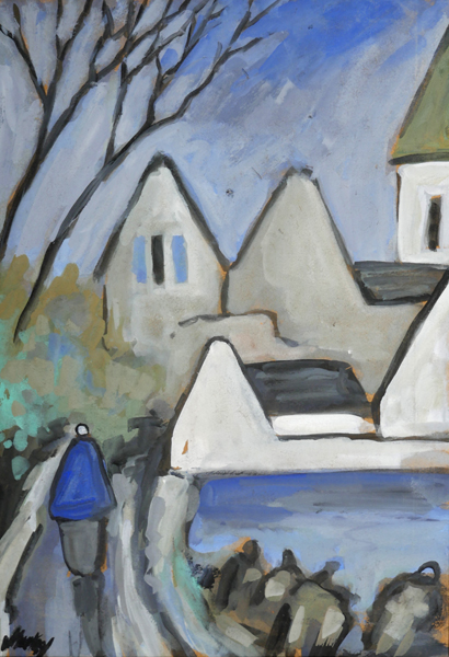 SHAWLIE WITH VILLAGE IN THE DISTANCE by Markey Robinson (1918-1999) at Whyte's Auctions