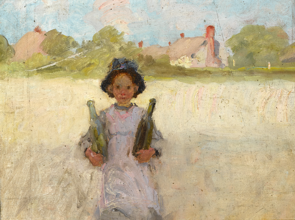 STUDY OF A CHILD CARRYING BOTTLES IN A LANDSCAPE at Whyte's Auctions