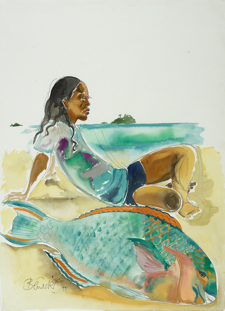 RETIRE & PARROT FISH, SOUTH SEAS, 1999 by Pauline Bewick RHA (b.1935) at Whyte's Auctions
