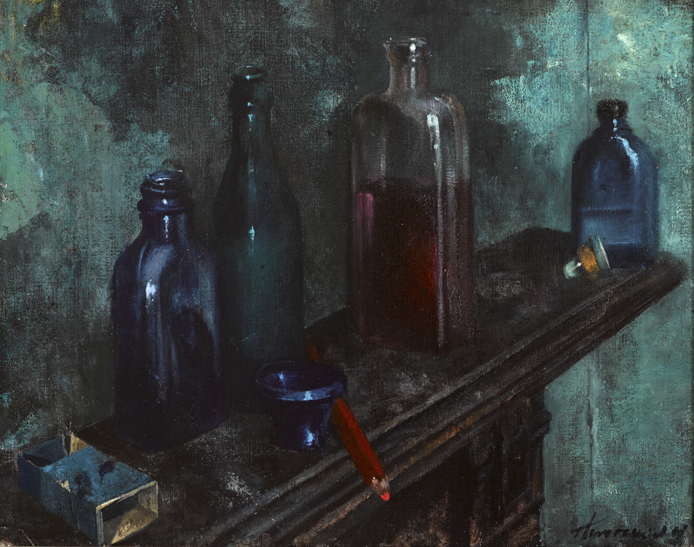STILL LIFE WITH BOTTLES by Patrick Hennessy RHA (1915-1980) at Whyte's Auctions