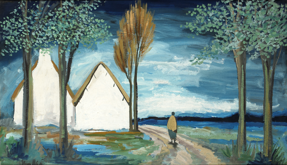 TWO COTTAGES AND A SHAWLIE by Markey Robinson (1918-1999) (1918-1999) at Whyte's Auctions