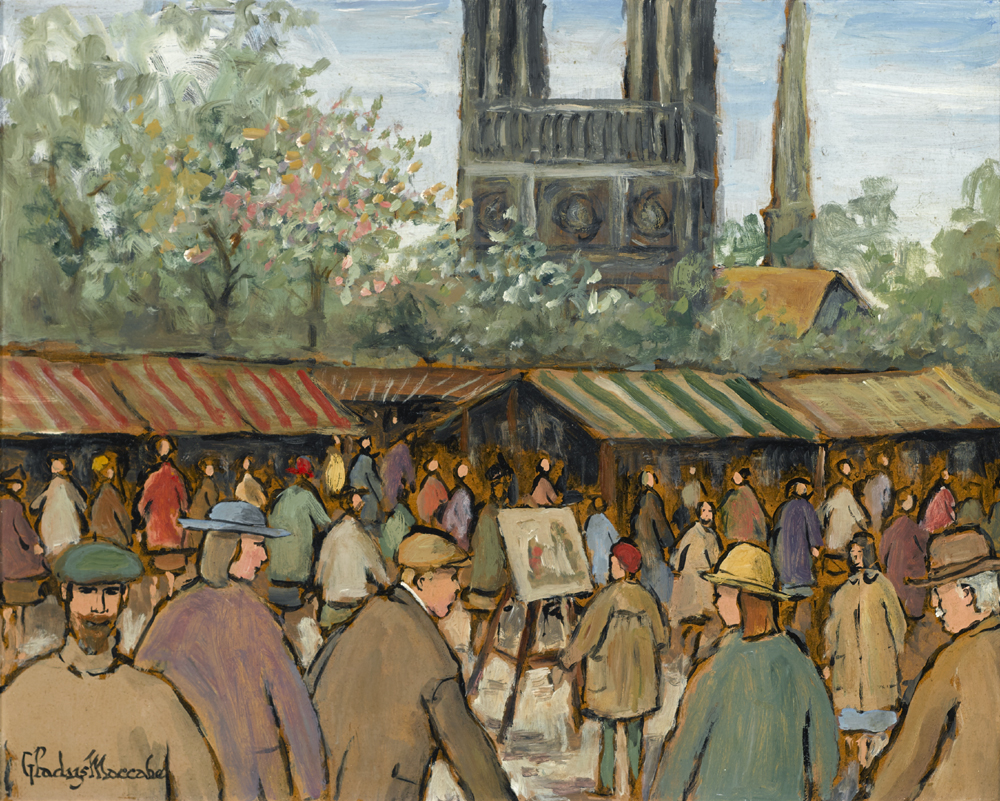 NOTRE DAME AND STALLS AT THE SEINE, PARIS by Gladys Maccabe MBE HRUA ROI FRSA (1918-2018) at Whyte's Auctions