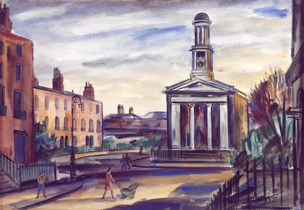 SAINT STEPHEN'S CHURCH (THE PEPPER CANISTER), DUBLIN, 1941 by Norah McGuinness HRHA (1901-1980) at Whyte's Auctions