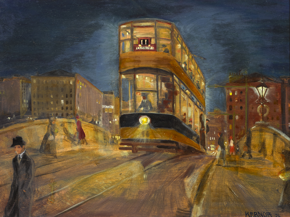THE TRAM, DUBLIN NOCTURNE,1926 by Harry Kernoff RHA (1900-1974) RHA (1900-1974) at Whyte's Auctions