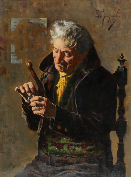 ELDERLY MAN WITH SNUFF BOX by Eugenio Zampighi sold for 950 at Whyte's Auctions