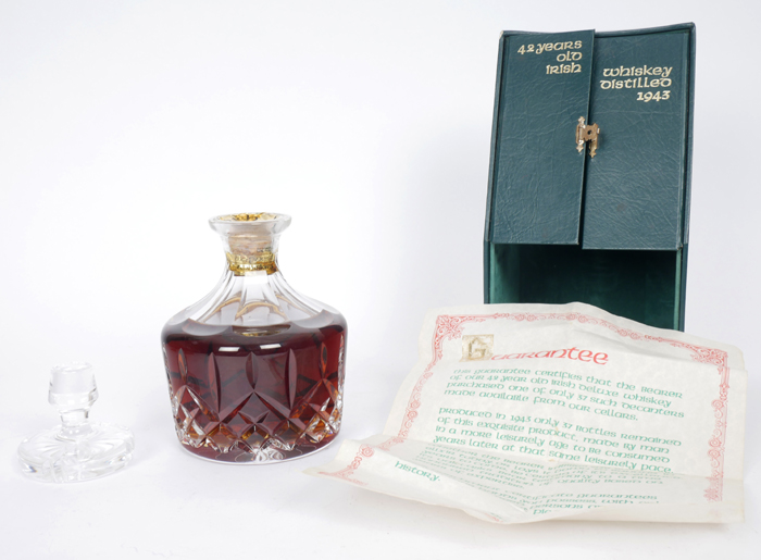 Crystal decanter of Irish Whiskey distilled in 1943. at Whyte's Auctions