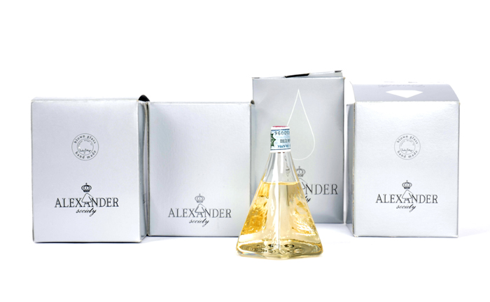 Alexander Society Grappa, four bottles. at Whyte's Auctions