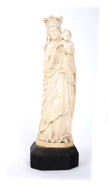 A late 19th century carved ivory Madonna and Child.
 at Whyte's Auctions