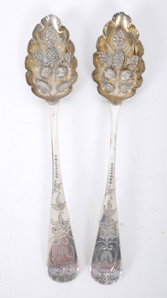 Irish silver berry spoons. at Whyte's Auctions