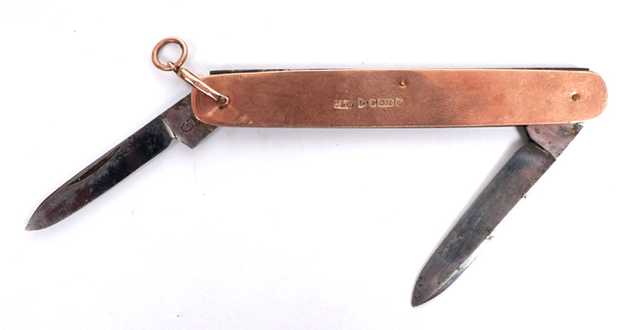 Edwardian gold pocket knife. at Whyte's Auctions