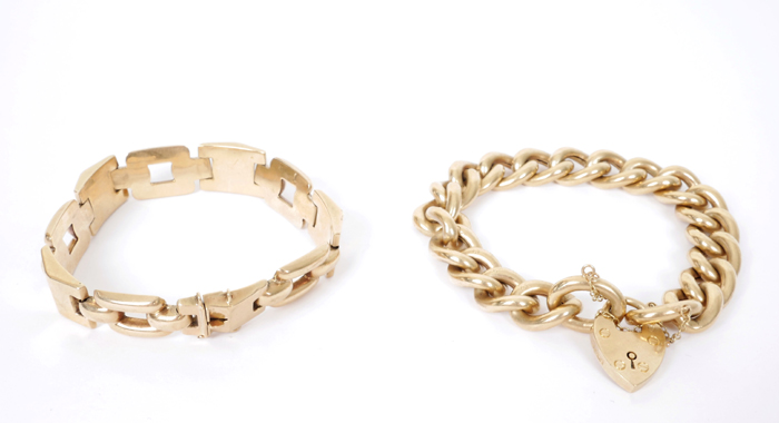 Gold chain-link bracelets. at Whyte's Auctions