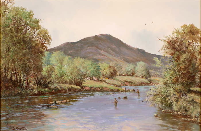 ANGLERS ON THE RIVER FINN, NEAR CASTLEFIN, COUNTY DONEGAL by David Anthony Overend sold for �380 at Whyte's Auctions