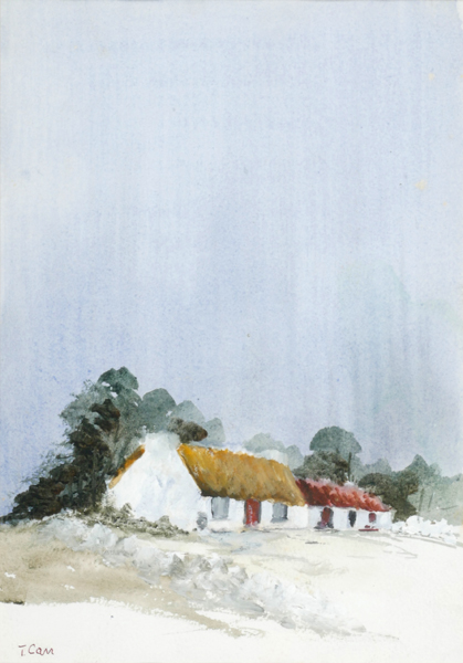 THATCHED COTTAGE by Tom Carr HRHA HRUA ARWS (1909-1999) at Whyte's Auctions