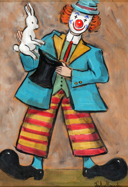CLOWN WITH RABBIT by Gladys Maccabe MBE HRUA ROI FRSA (1918-2018) at Whyte's Auctions