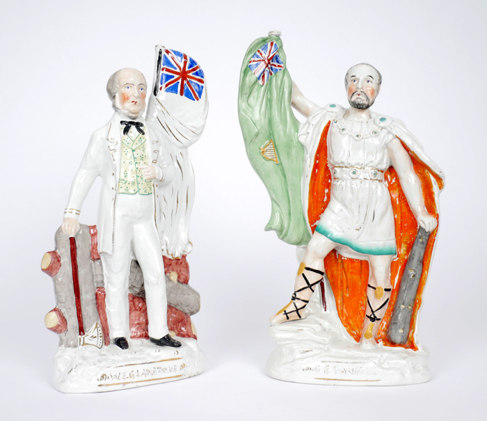 19th century Staffordshire figures of Charles Stewart Parnell and William Ewart Gladstone. at Whyte's Auctions