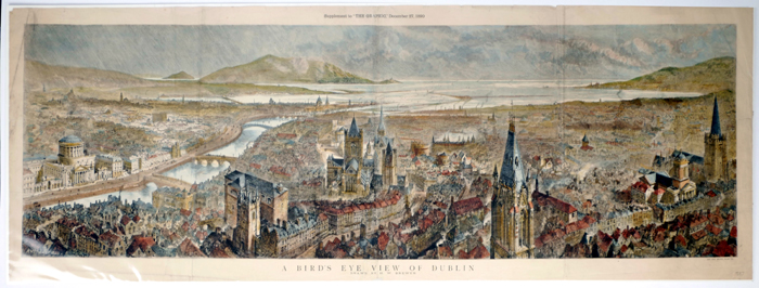 1890 City of Dublin, bird's eye view of the city. at Whyte's Auctions