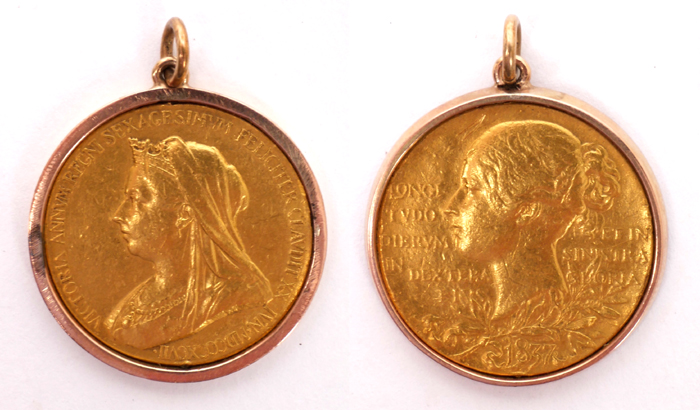 1897 Queen Victoria Diamond Jubilee gold medal. at Whyte's Auctions