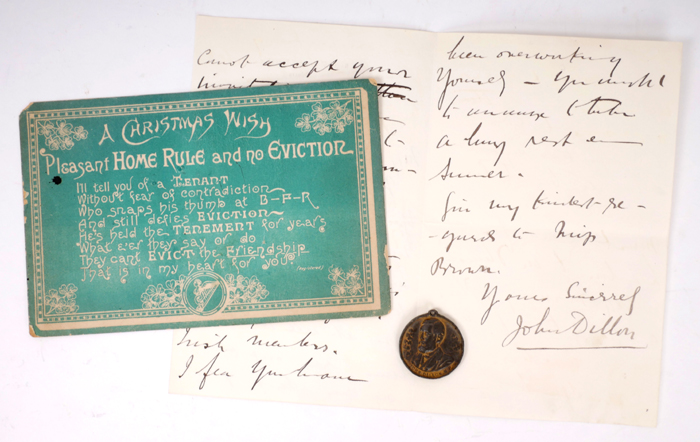 1899, May 29, Letter from John Dillon MP (1851-1927) at Whyte's Auctions