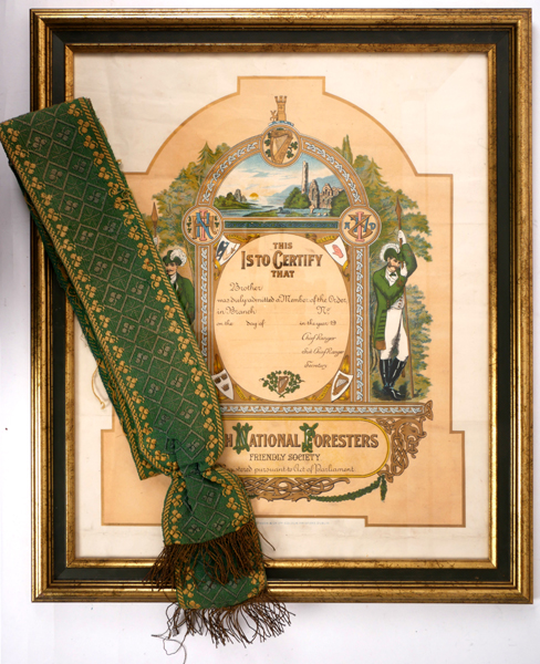 National Foresters certificate and sash. at Whyte's Auctions