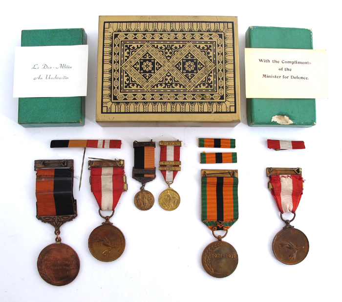 1917-1921 War of Independence medal with Cmhrac bar and miniature, 1921-1971 Truce Survivor's medal and Emergency medal and miniature
 at Whyte's Auctions