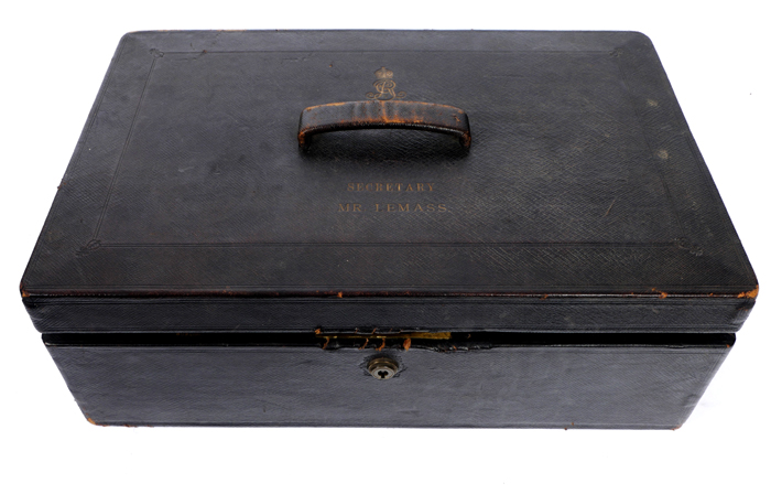 George V Governmental despatch box, 'Secretary Mr. Lemass'. at Whyte's Auctions