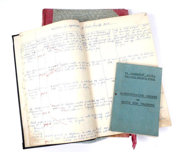 1939-1946 The Emergency, Local Security Force, Garda Siochanna ledgers and a manual.
 at Whyte's Auctions