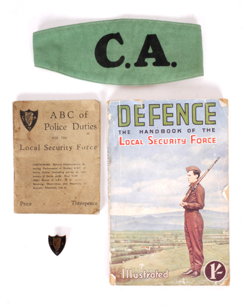 1939-1946 Emergency, an Caomnoiri Aitiula, Local Security Force, armband, badge and manuals. at Whyte's Auctions