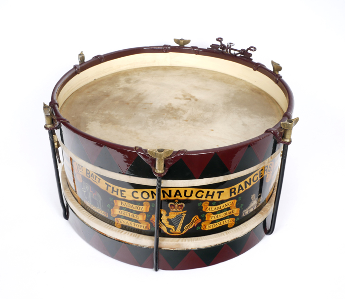 Circa 1900 1st Battalion, Connaught Rangers, snare drum. at Whyte's Auctions