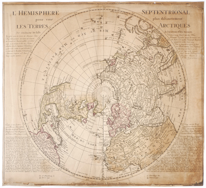 1740 L' Hemisphere Septentrional pour voir plus distinctement les Terres Arctiques. at Whyte's Auctions