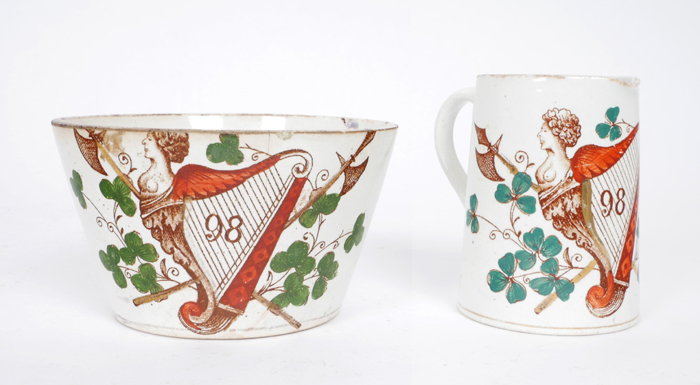 1798-1898 Commemorative sugar bowl and cream jug. at Whyte's Auctions