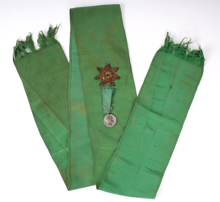 1875 Daniel O'Connell Centenary parade, marshal's sash. at Whyte's Auctions