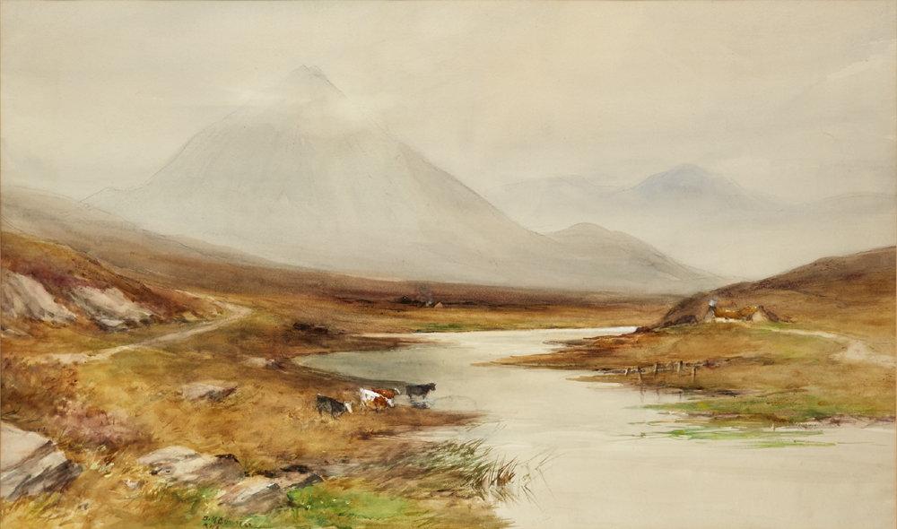 CATTLE WATERING by William Bingham McGuinness sold for �1,250 at Whyte's Auctions