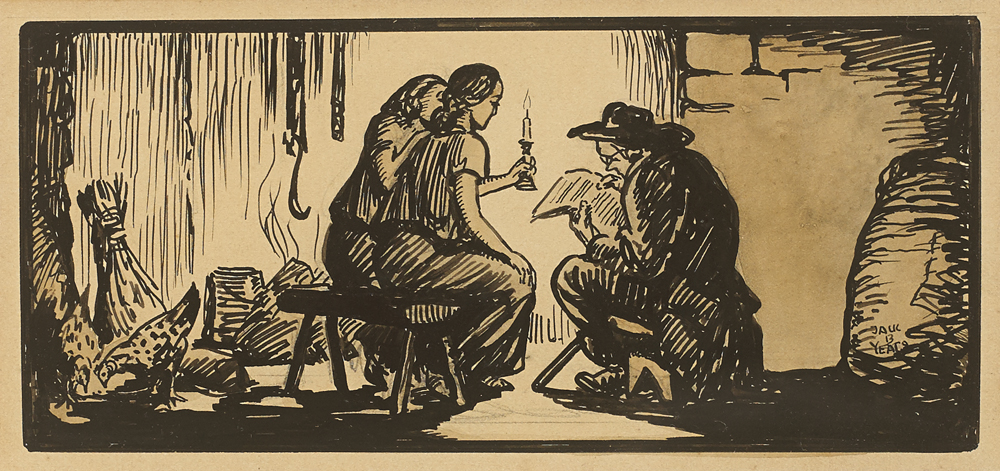 READING BY CANDLELIGHT by Jack Butler Yeats RHA (1871-1957) at Whyte's Auctions