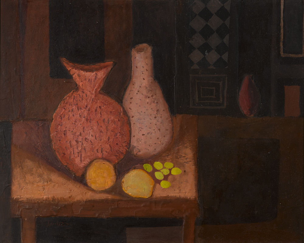 STILL LIFE IN PURPLE AND BROWN by Arthur Armstrong sold for 1,000 at Whyte's Auctions