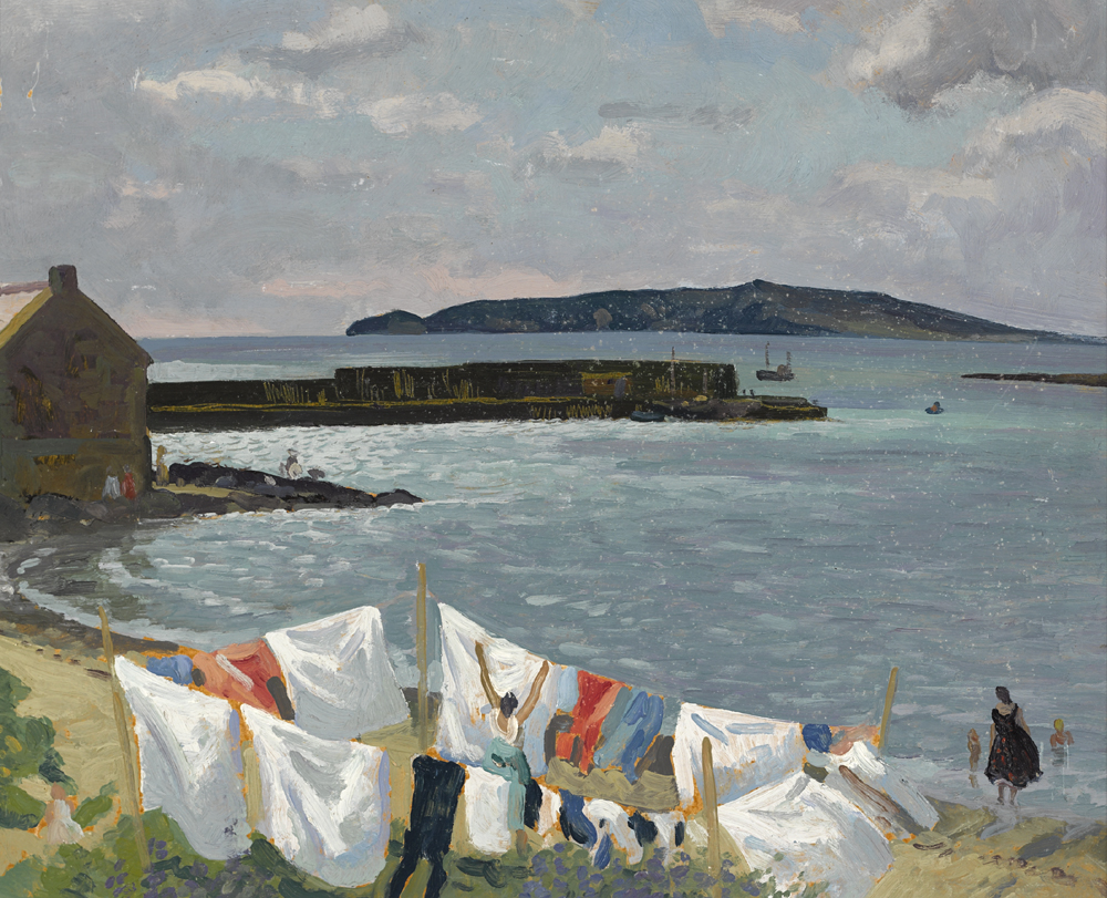VIEW OF LAMBAY ISLAND FROM LOUGHSHINNY, COUNTY DUBLIN by Patrick Leonard HRHA (1918-2005) at Whyte's Auctions