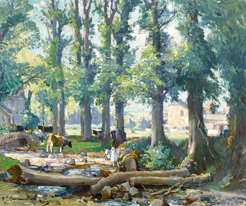 A COOL SPOT AT CLAPPER MILL, LAMORNA, CORNWALL, 1941 by Samuel John Lamorna Birch sold for �2,300 at Whyte's Auctions