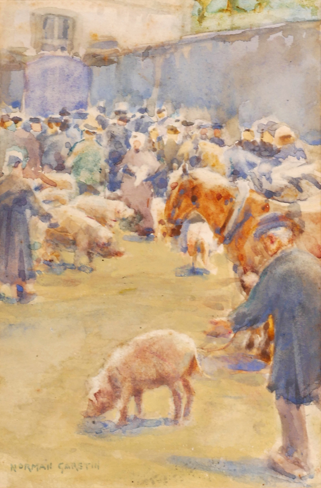 FAIR SCENE WITH CATTLE AND PIGS by Norman Garstin (1847-1926) (1847-1926) at Whyte's Auctions