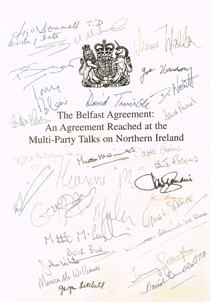 1998 (April 10) Good Friday Agreement, facsimile signature sheet. at Whyte's Auctions