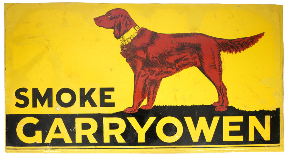 Smoke Garryowen enamel advertising sign at Whyte's Auctions